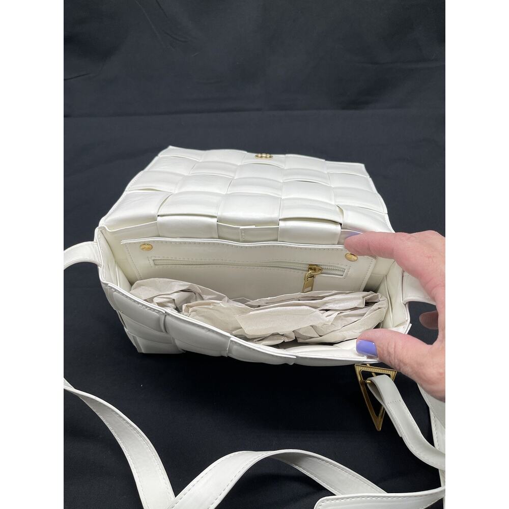 Leather Woven Purse, Handbag, Clutch White NWOT - Picture 6 of 9